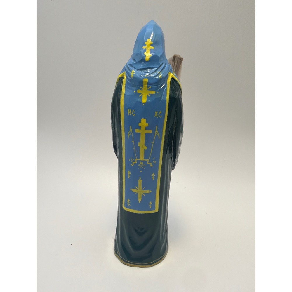 Hand Carved Linden Wood St Cyrillic Monk Mesrop Figurine Scroll Quill 5.75" - Picture 4 of 7